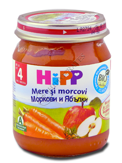 HIPP Fructe, Morcovi si mere (4 luni) 125 g /4263/