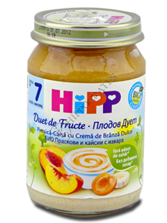 HIPP Duet de fructe Piersica-caisa cu crema de brinza dulce (7 luni) 160 g /5470/