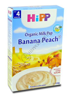 HIPP Terci organic cu lapte - Orez, banane si piersica (4 luni) 250 g /2973/