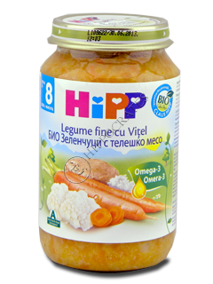 HIPP Meniu cu carne, Legume fine si orez si carne de Vitel (8 luni) 220 g /6413/