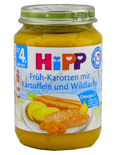 HIPP Meniu cu peste, Morcovi si cartofi cu Somon Salbatic (4 luni) 190 g /6105/