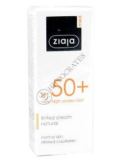 Ziaja Med SPF 50+ Crema pentru ten normal cu capilare dilatate (ton deschis) 50 ml