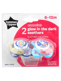 Suzeta Basics Glow Dark latex (6-12 luni) 2 buc.(albastru)/43324840