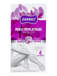 Farmec benzi depilatoare p/u corp extract de orhidee 14 benzi+2 servetele