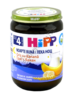 HIPP Fructe - Noapte Buna Gris cu lapte Banana (4 luni) 190 g /5512/