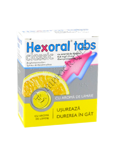 Hexoral Tabs Classic cu aroma de lamaie