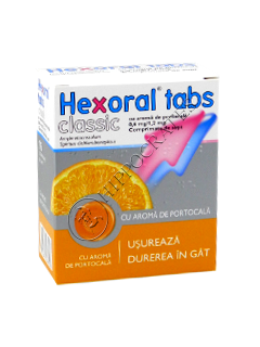 Hexoral Tabs Classic cu aroma de portocala