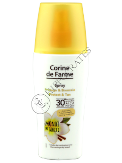 Corine de Farme Sun Manoi Lotiune Accelerare bronz+Protectie SPF30 spray