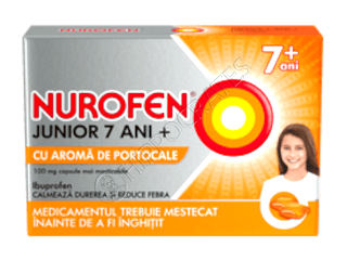 Nurofen Junior 7+ ani cu aroma de portocale